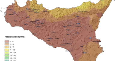 Mappa della precipitazione nella Sicilia,